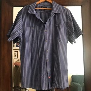 Men’s Blue stripped button down short sleeve shirt